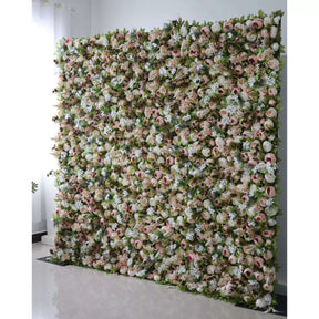 💥BF SALE: 3D White&Green Flower Wall Roll Up Fabric Back #RTW271