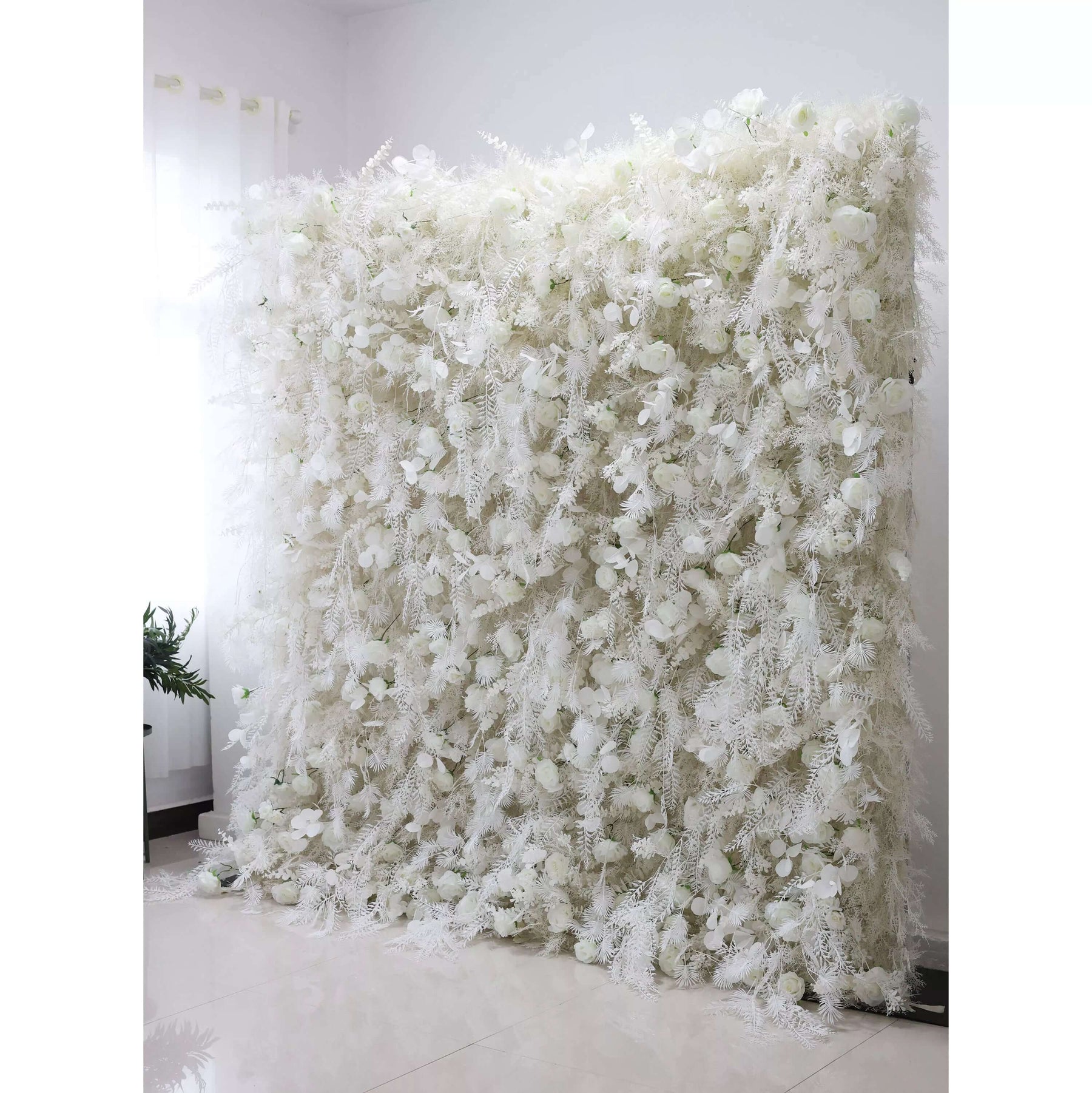 Roseytime 5D White Pampas Wall Roll Up Fabric Back #RTW269