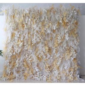 Roseytime 5D Champagne Pampas Wall Backdrop Rolling Up  For Event Decor