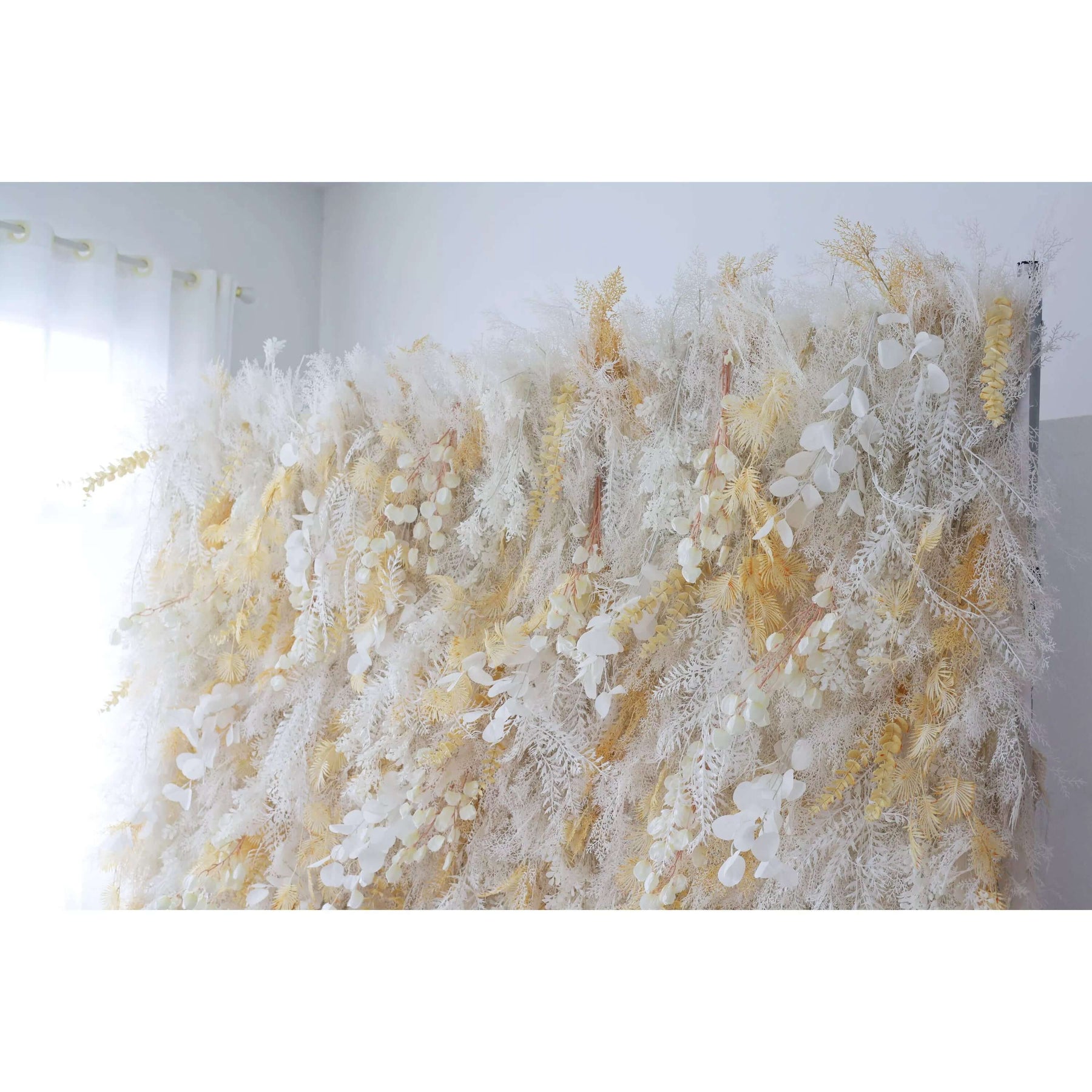 Roseytime 5D Champagne Pampas Wall Backdrop Rolling Up  For Event Decor