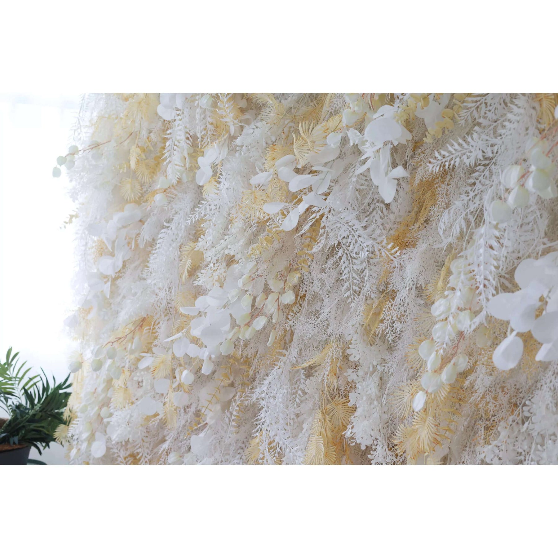 Roseytime 5D Champagne Pampas Wall Backdrop Rolling Up  For Event Decor