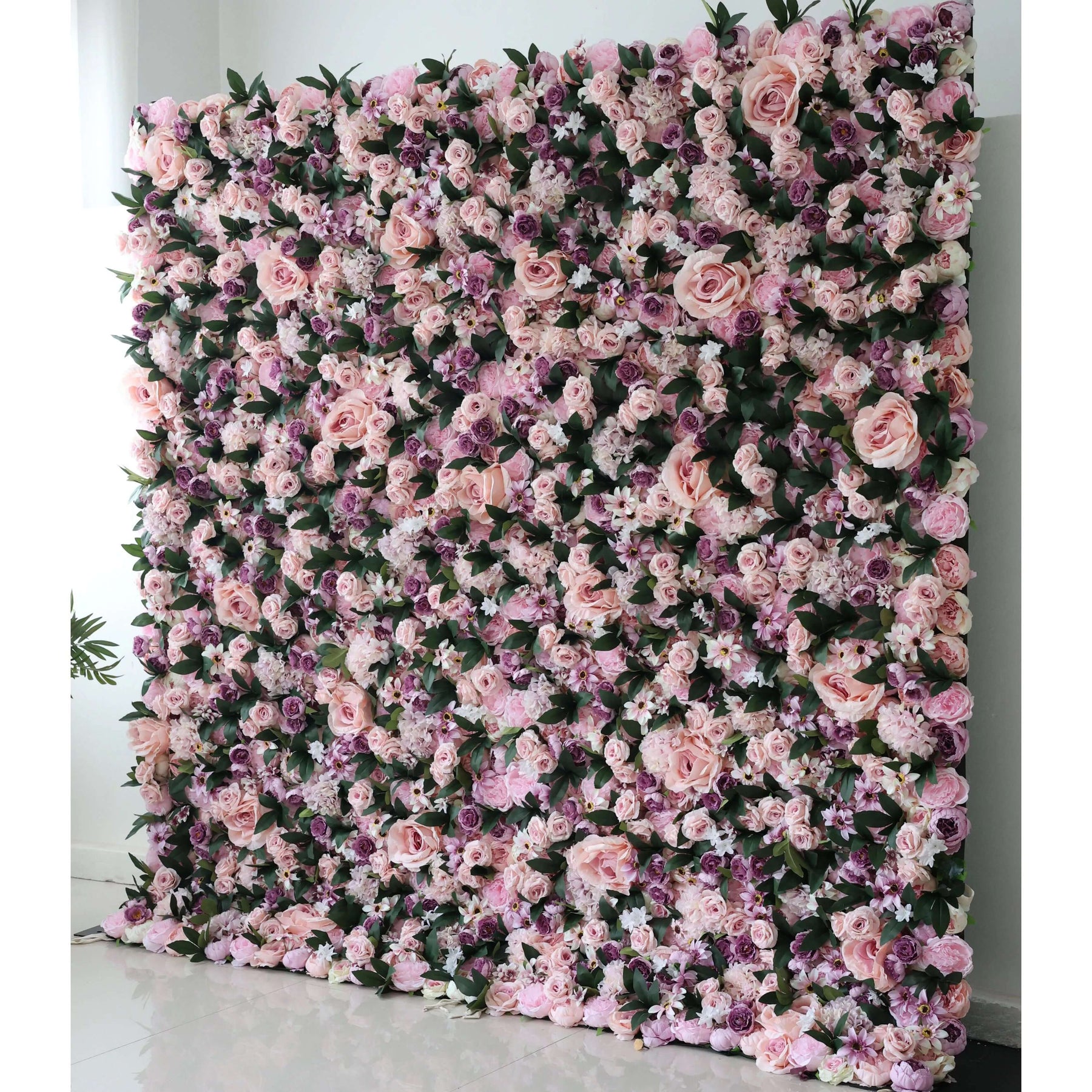 Roseytime 3D Pink&Purple Flower Wall Roll Up Fabric Back #RTW272