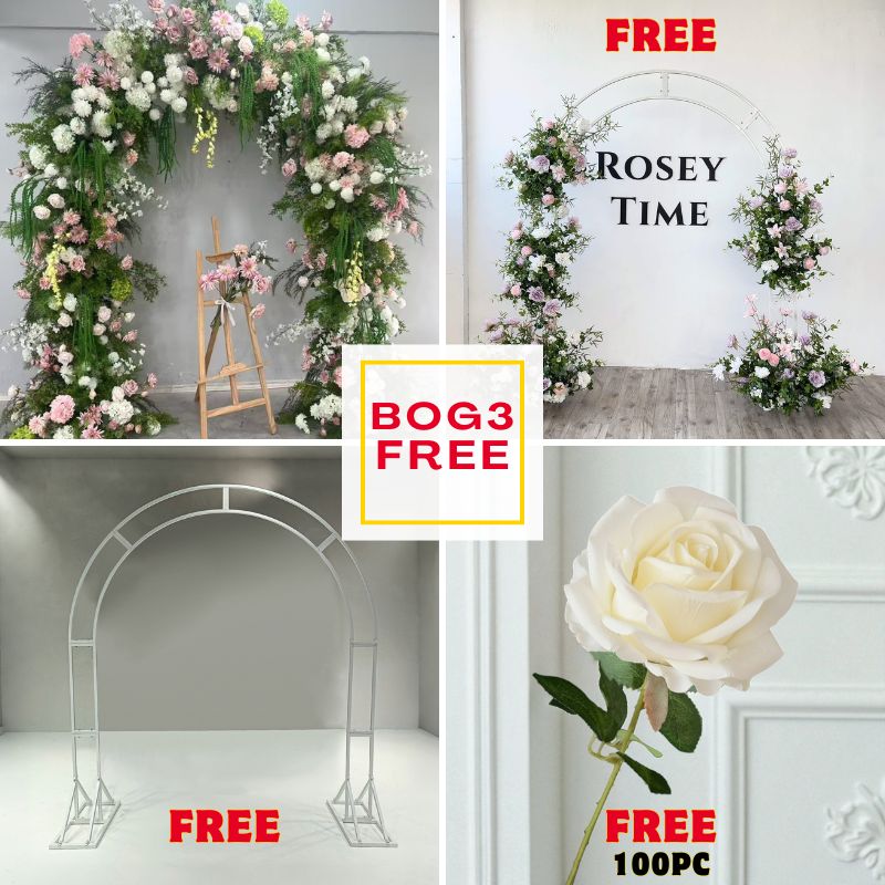 BOG3-Sale: Spring arch flower + Spring flower set + n-shape arch + 100pc white roses