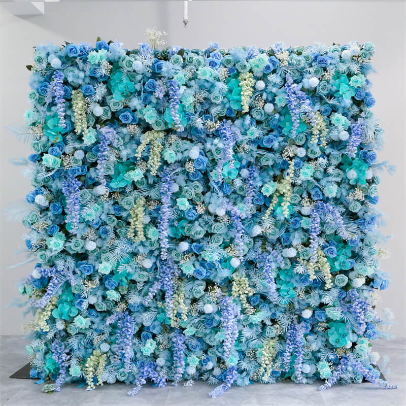 Roseytime 5D Blue Flower Wall Roll Up Fabric Back #RTW177