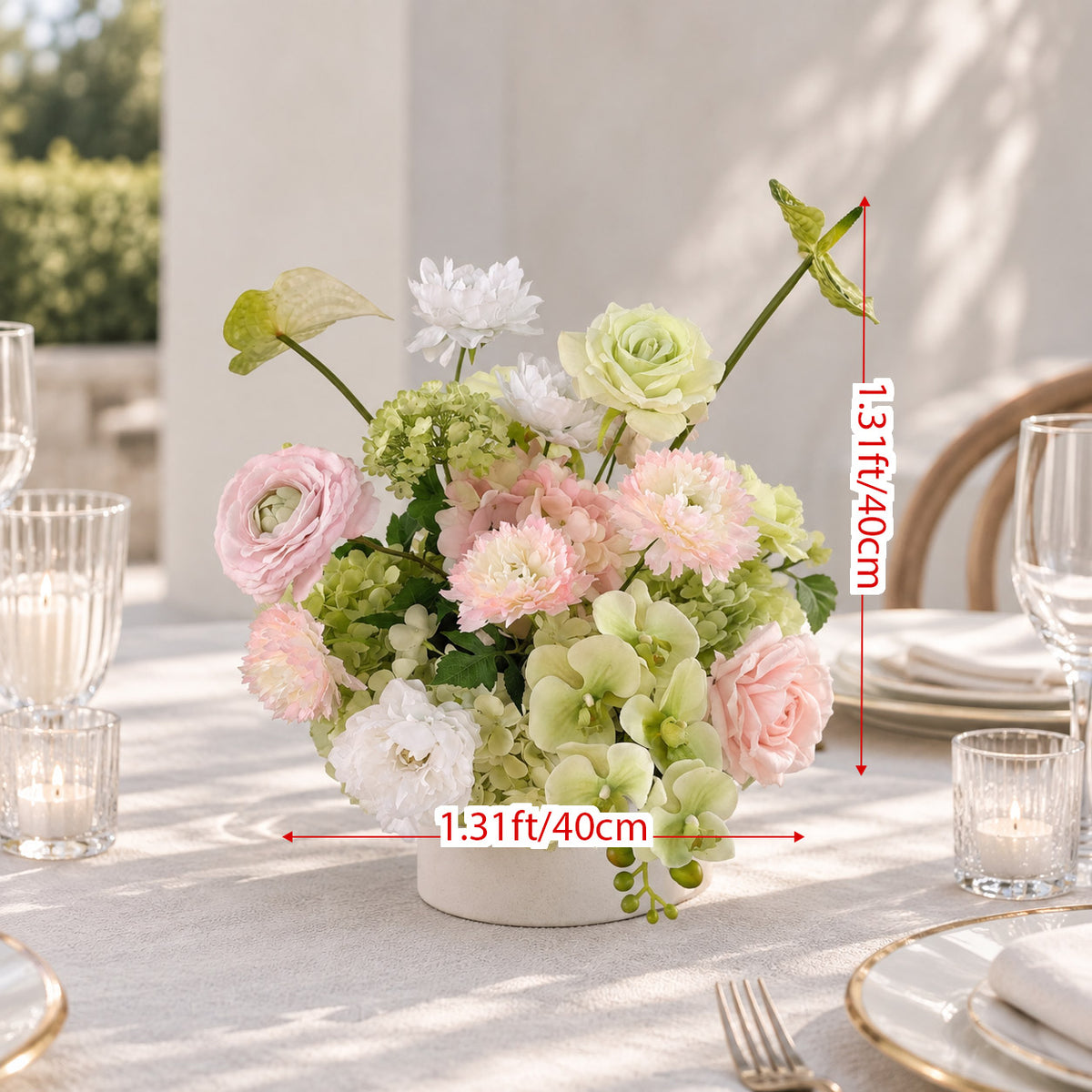 Roseytime Cascade & Blush Table Flower Arrangement #RTT053