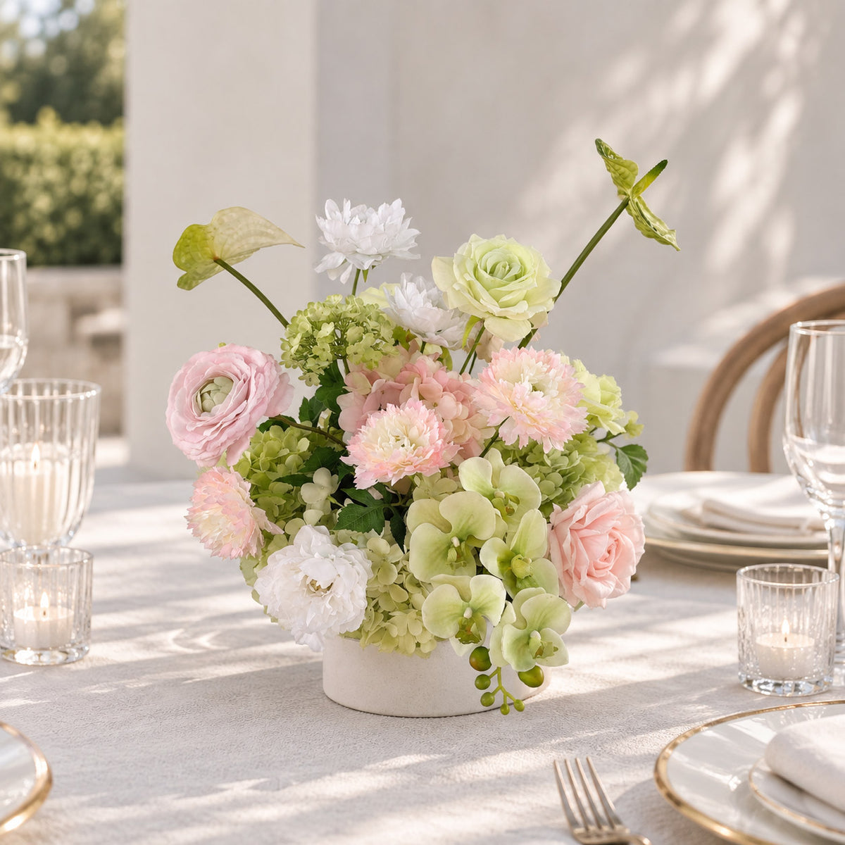 Roseytime Cascade & Blush Table Flower Arrangement #RTT053