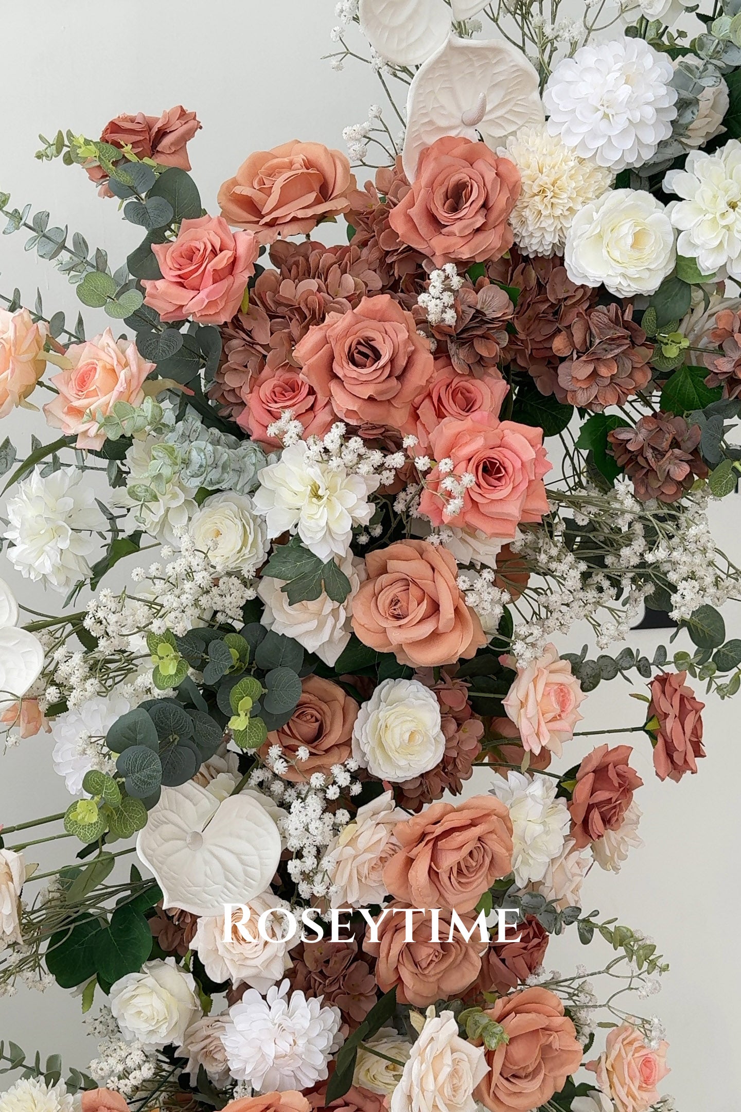 Roseytime Cinnamon Lace Flower Pillars Arch with Frame #RTP015