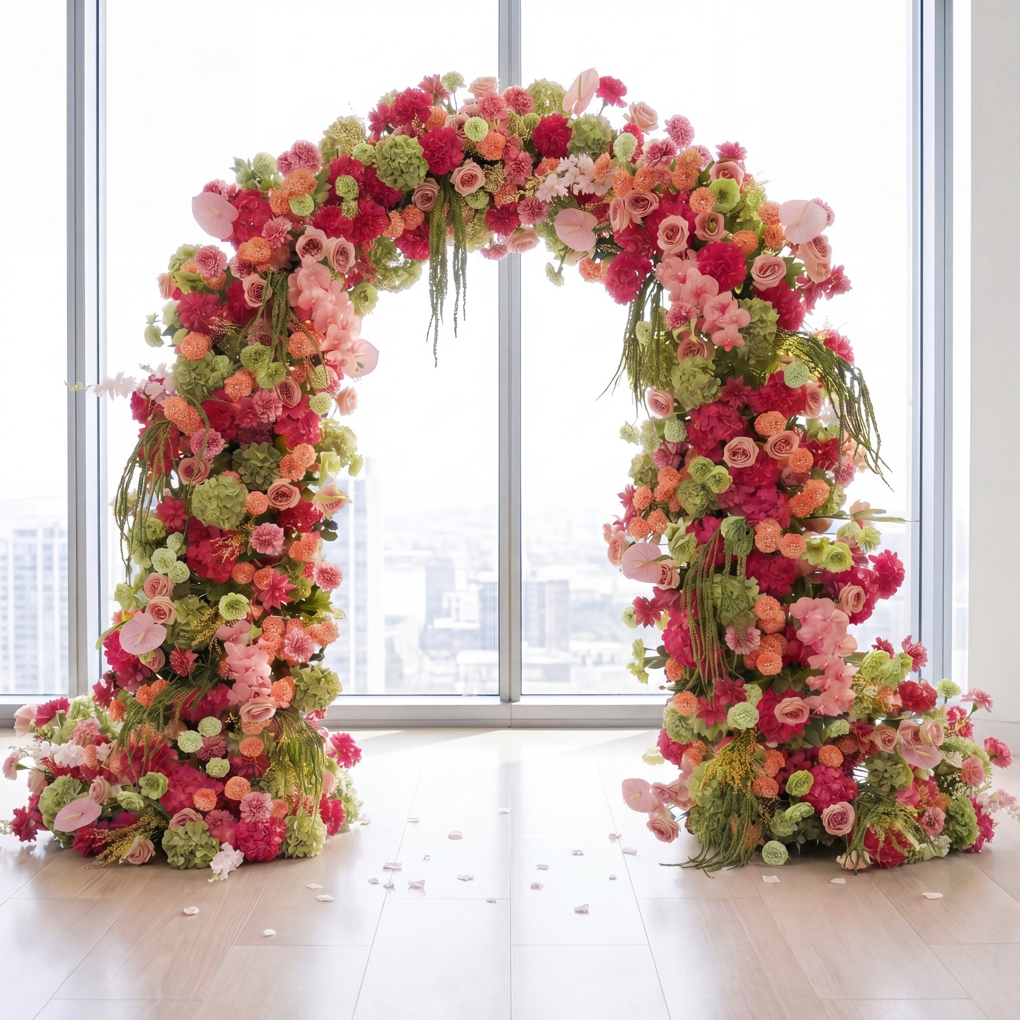 RoseyTime Coral Crush Flower Arch n-shape Round Arch #RTA482