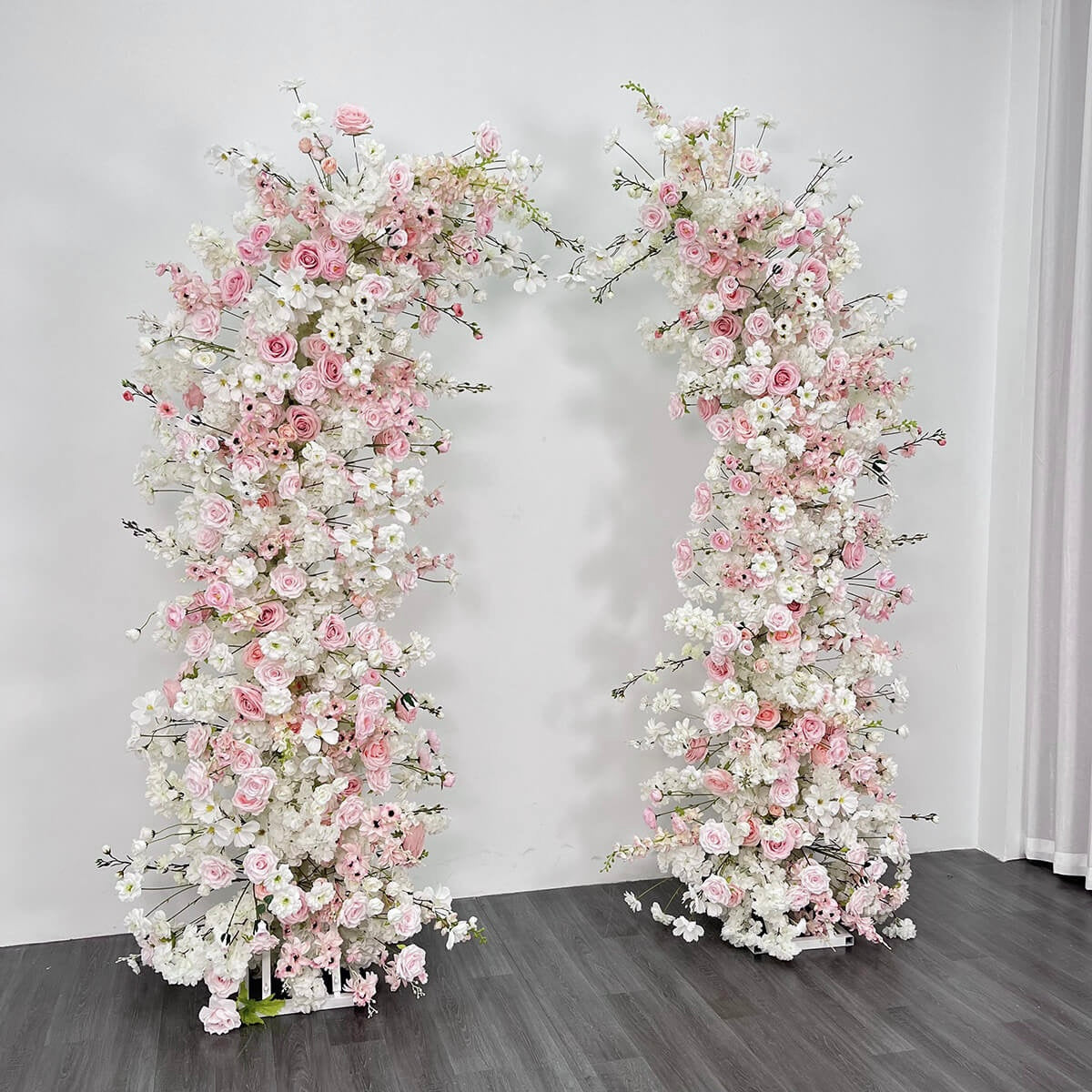 RoseyTime Floral Pillars Arch White Pink with Frame #RTP010