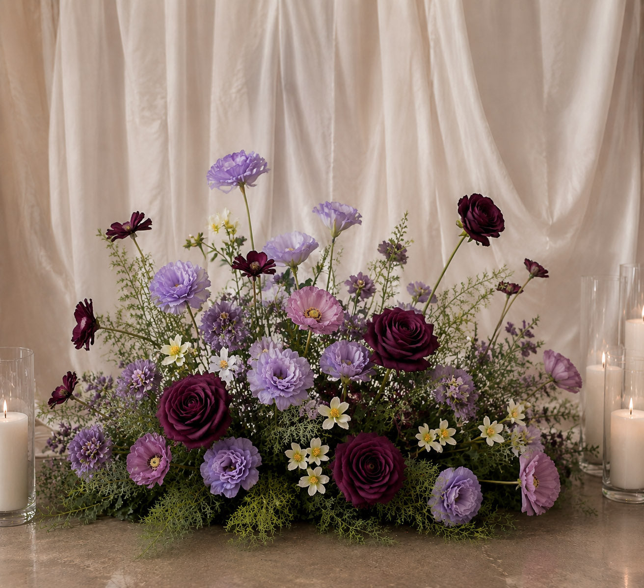 Roseytime Ethereal Plum Floor Flower Wedding Aisle Arrangement #RTF043