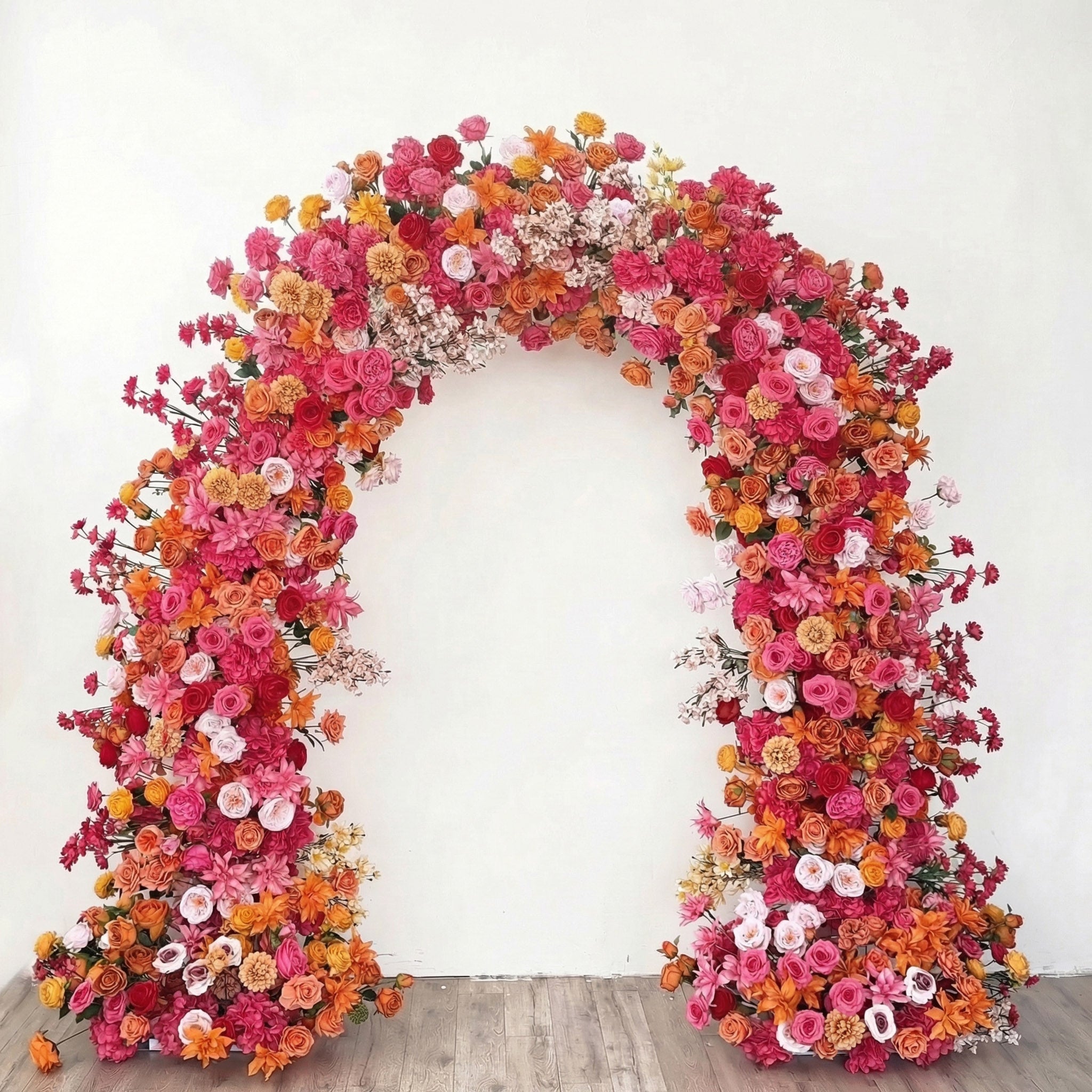 RoseyTime Fuchsia&Orange Flower Arch n-shape Round Arch #RTA417