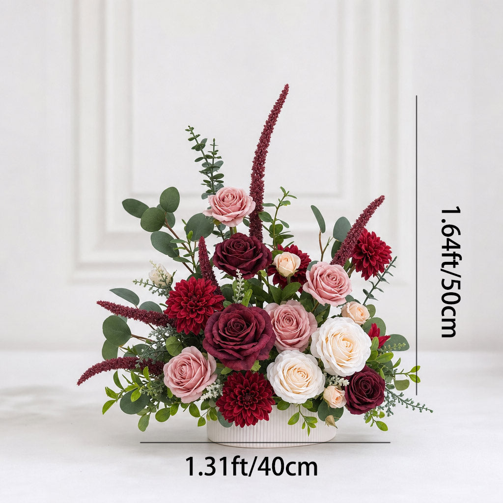 Roseytime Garnet Rosewood Small Table Flower Arrangement #RTT005
