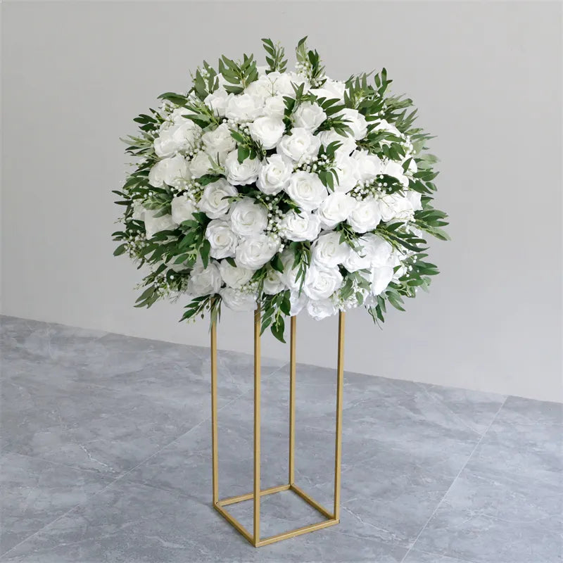 Roseytime White Flower Ball with baby's breath #RTB040