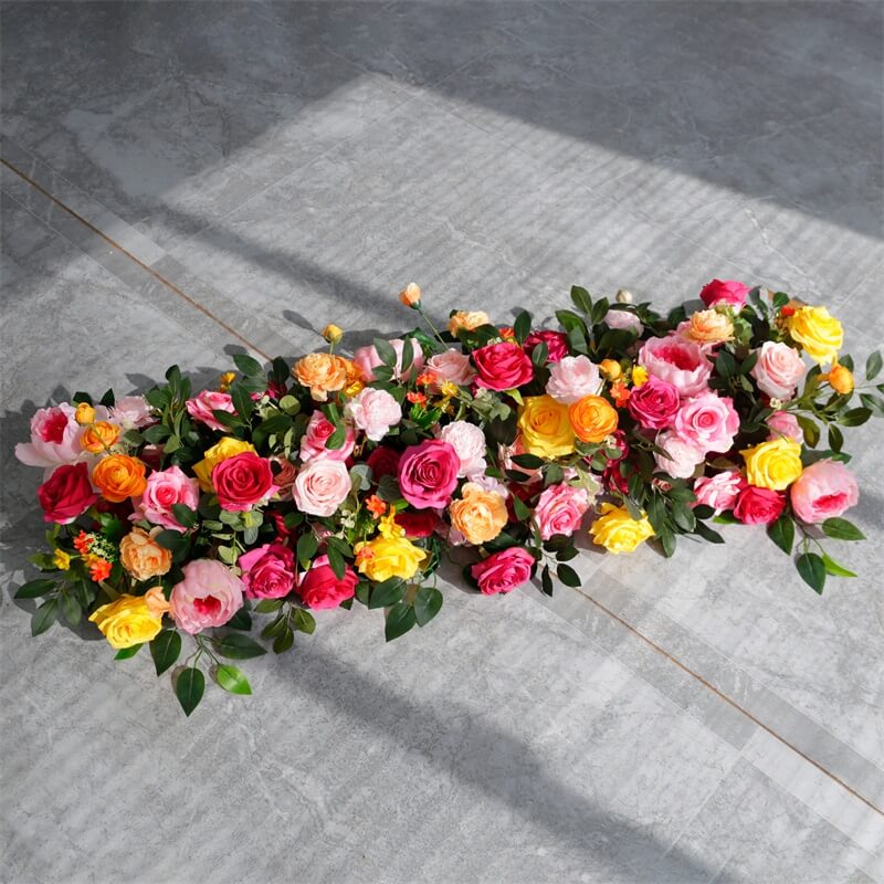 Roseytime Colorful Flower Runner Table Flower Decor#RTR049