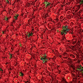 Roseytime 2D Red Flower Wall Rolling Up Fabric Back #RTW016