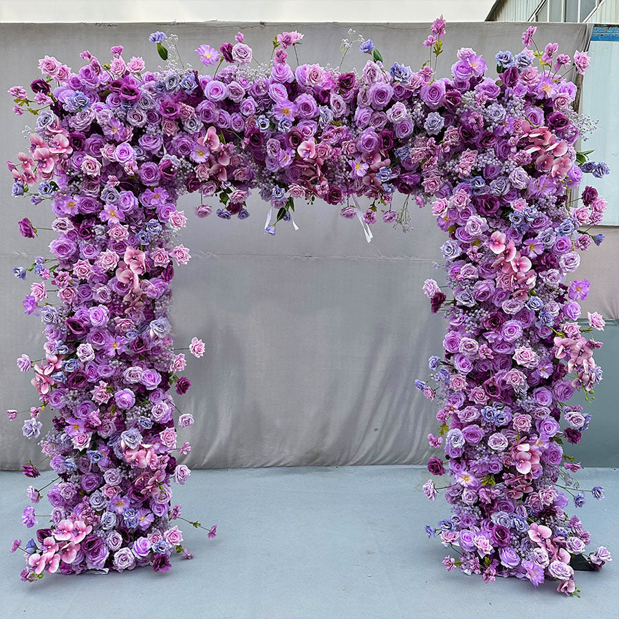 Roseytime Purple Square Flower Arch Fabric Back #RTA017