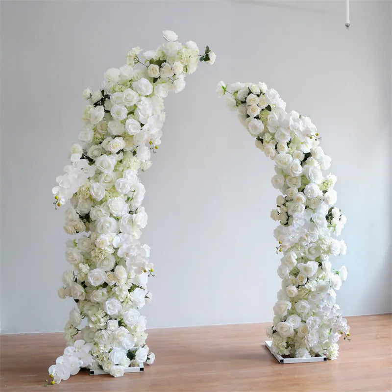 RoseyTime Wedding Floral Pillars Arch White Flowers With Frame #RTP021