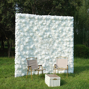 Roseytime 2D White Flower Wall Rolling Up Fabric Back #RTW014