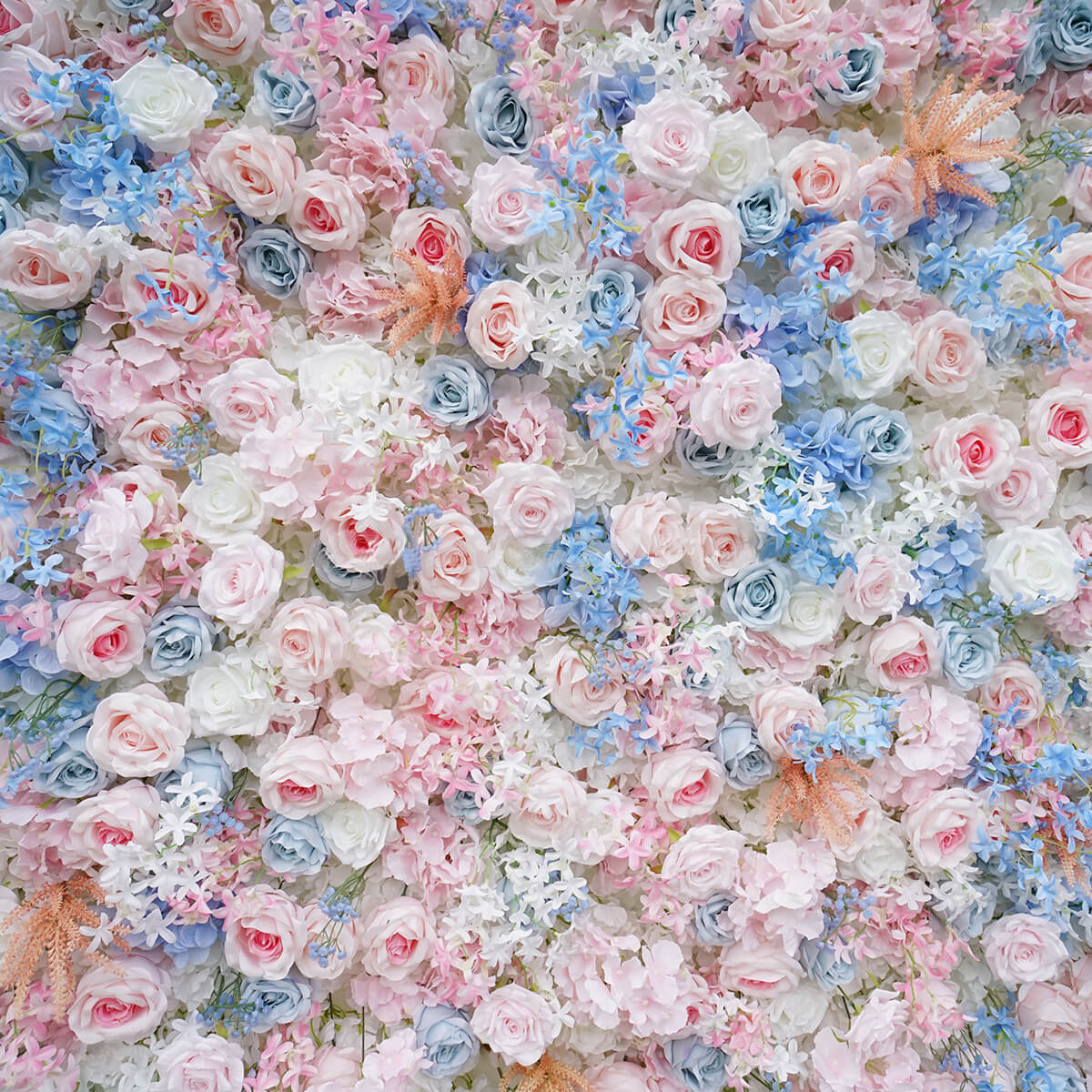 Roseytime 3D Pink&Blue Flower Wall Roll Up Fabric Back #RTW007