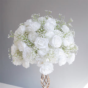 Roseytime White Roses Baby's Breath Flower Ball #RTB057