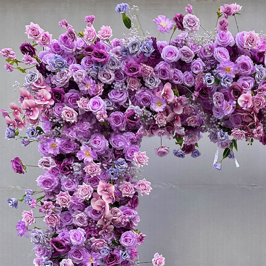 Roseytime Purple Square Flower Arch Fabric Back #RTA017