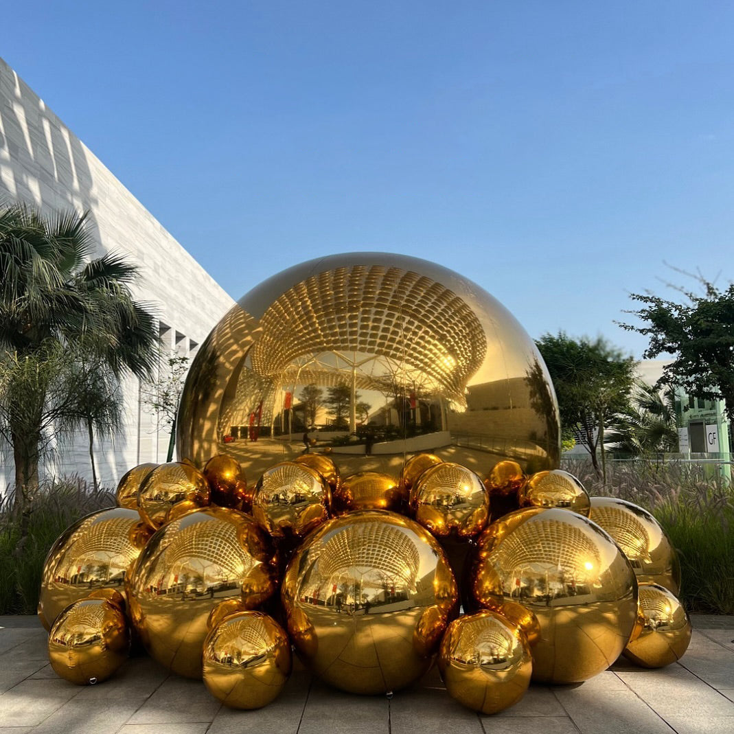 Roseytime Gold Big Shiny Inflatable Ball Reusable Giant Balloon Set