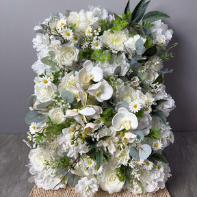 Roseytime 5D White&Green Flower Wall Roll Up Fabric Back #RTW251