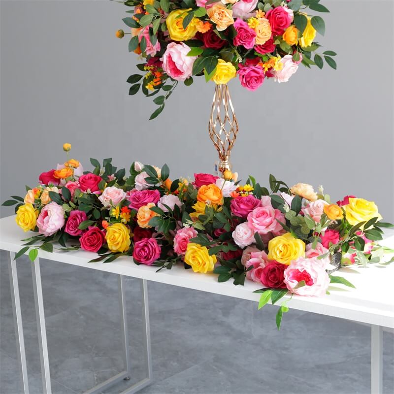 Roseytime Colorful Flower Runner Table Flower Decor#RTR049