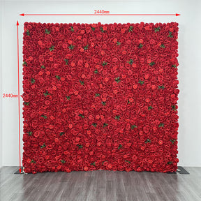 Roseytime 2D Red Flower Wall Rolling Up Fabric Back #RTW016