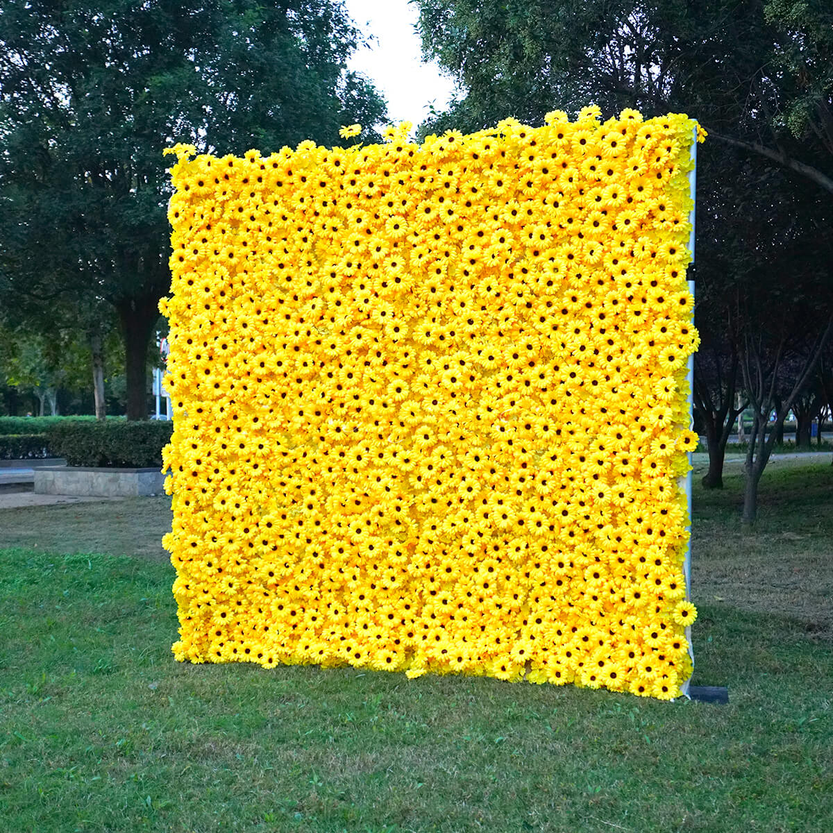 Roseytime 3D Yellow Flower Wall Roll Up Fabric Back #RTW022