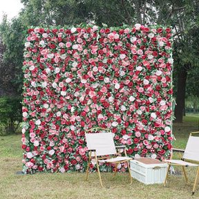 Roseytime 3D Red Flower Wall Roll Up Fabric Back #RTW005