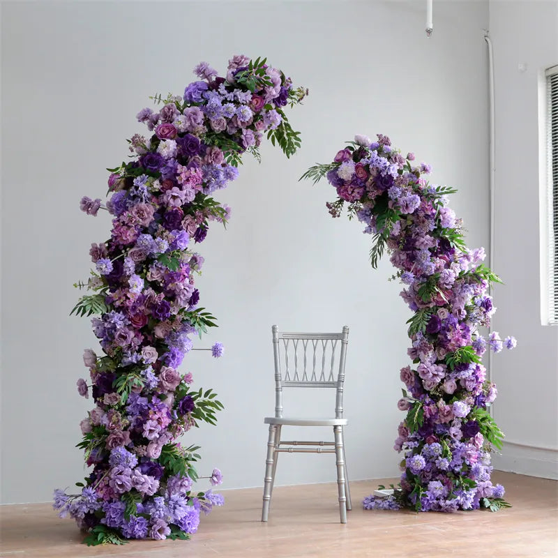 Roseytime Purple Wedding Floral Arch with Plants and Rose for Wedding Decoration