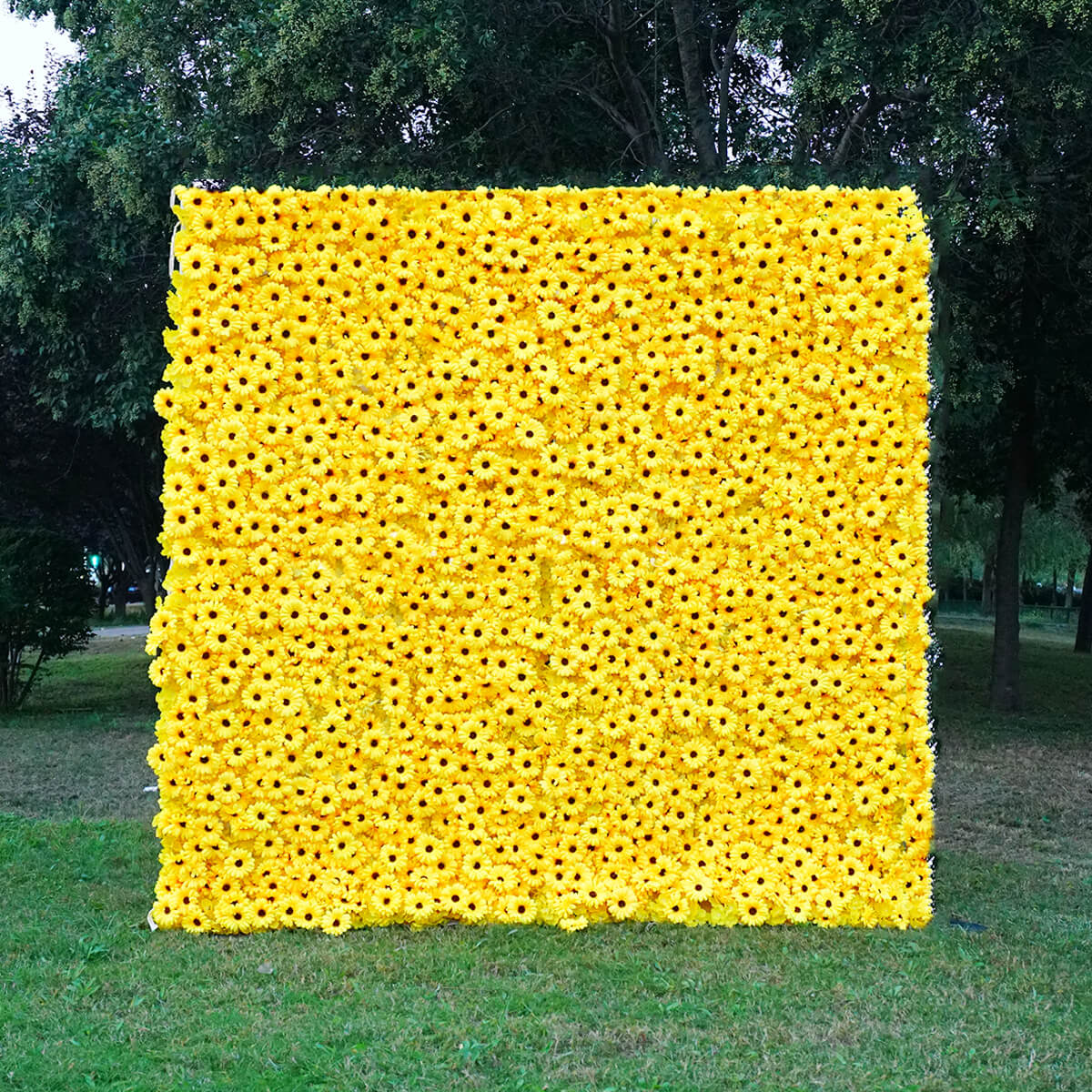 Roseytime 3D Yellow Flower Wall Roll Up Fabric Back #RTW022