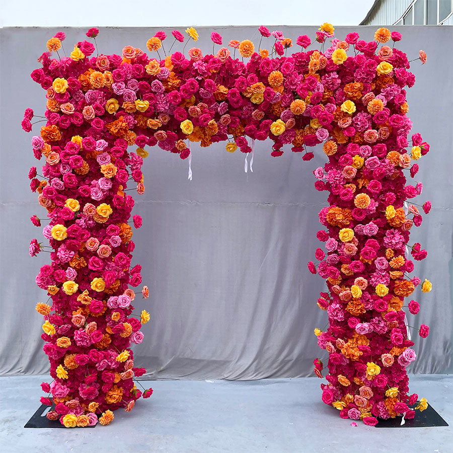 Roseytime Hot Pink Square Flower Arch Fabric Back #RTA018