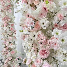 RoseyTime Floral Pillars Arch White Pink with Frame #RTP010