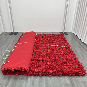 Roseytime 2D Red Flower Wall Rolling Up Fabric Back #RTW016