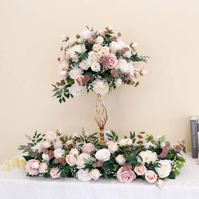 Roseytime Pink&White Wedding Flower Runner #RTR051