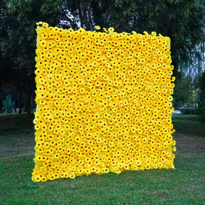 Roseytime 3D Yellow Flower Wall Roll Up Fabric Back #RTW022