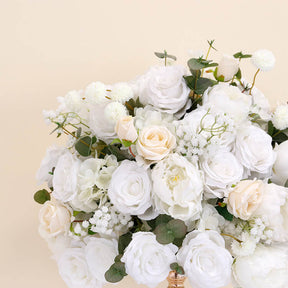 Roseytime White Roses With Baby's Breath Flower Ball #RTB021