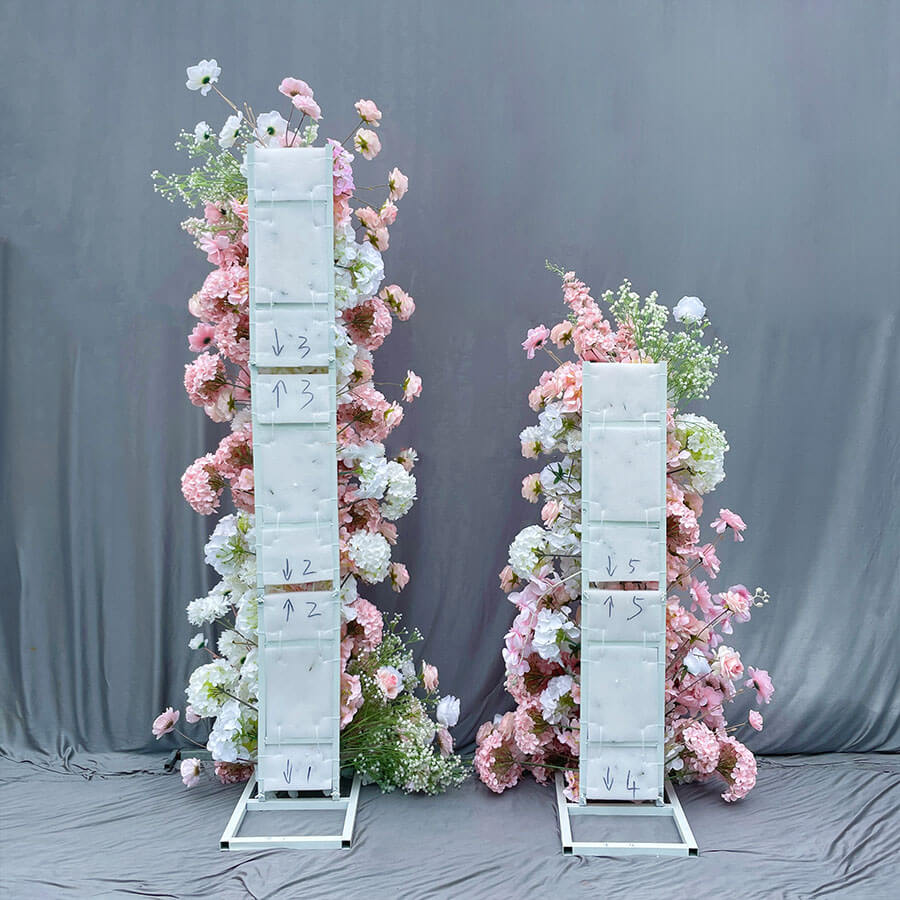 Roseytime Pink Flower Pillars Set with Frame #RTP046