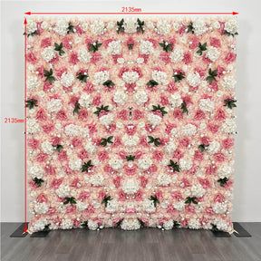 Roseytime 2D Light Pink Flower Wall Roll Up Fabric Back #RTW020