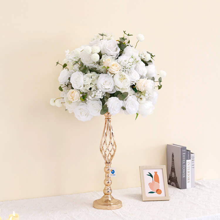 Roseytime White Roses With Baby's Breath Flower Ball #RTB021