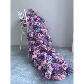 Roseytime Purple Pampas Flower Runner Table Flower Decor#RTR055