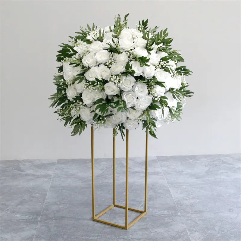 Roseytime White Flower Ball with baby's breath #RTB040