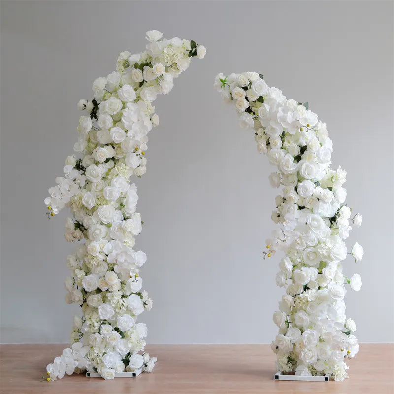 RoseyTime Wedding Floral Pillars Arch White Flowers With Frame #RTP021