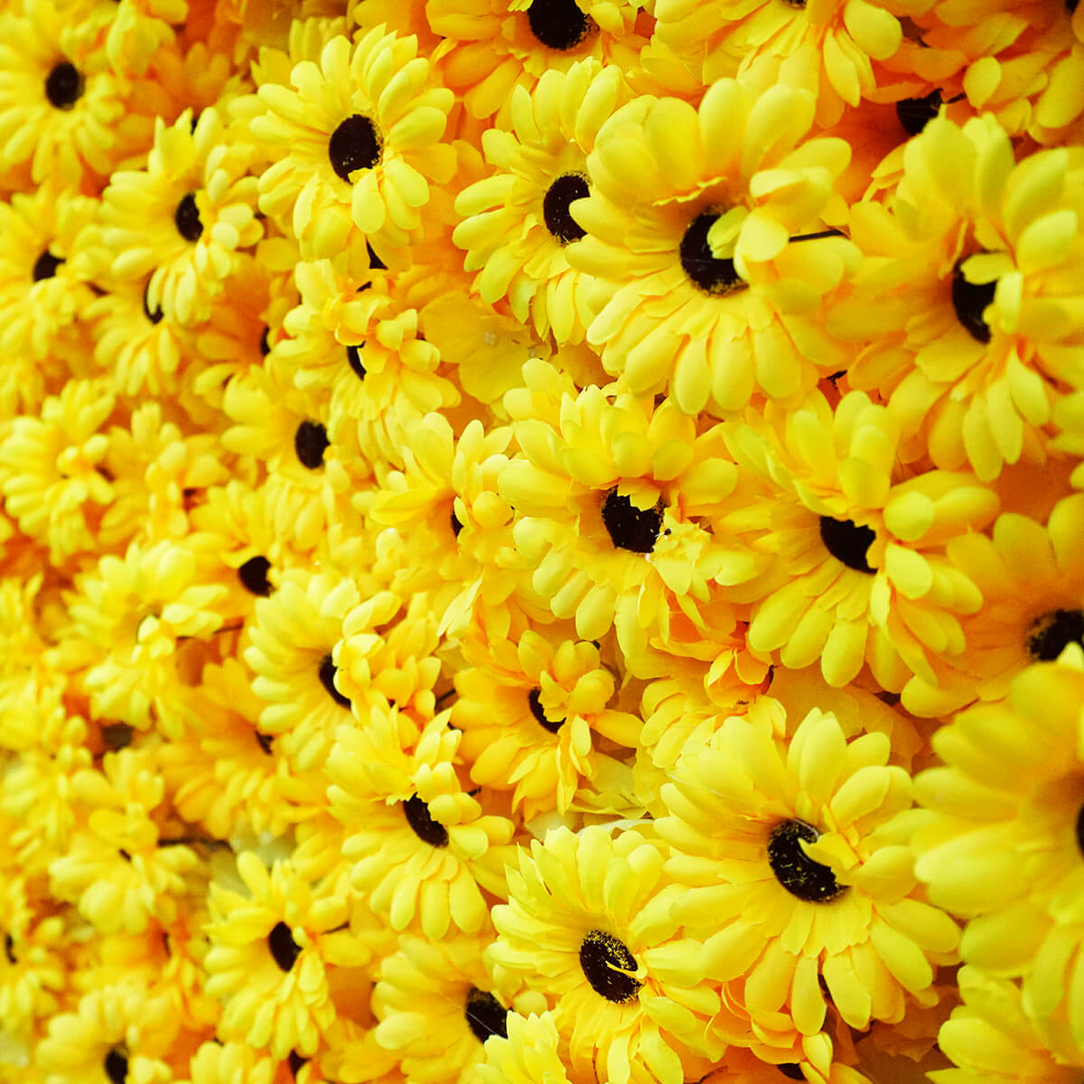 Roseytime 3D Yellow Flower Wall Roll Up Fabric Back #RTW022