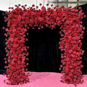 Roseytime Red Square Flower Arch Fabric Back #RTA015