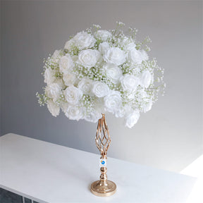 Roseytime White Roses Baby's Breath Flower Ball #RTB057