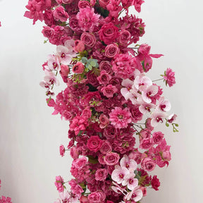 RoseyTime Hot Pink Floral Pillars Arch with Frame #RTP025