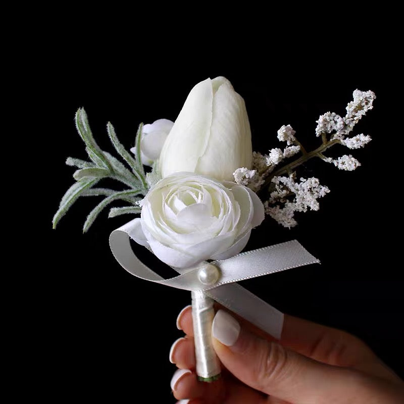 Roseytime Tulips and Roses  Boutonniere for Wedding RTBN005
